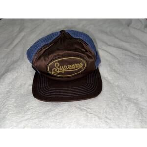 Supreme Satin Silk Cowboy Trucker Snapback Adjustable Blue Brown Gold One Size